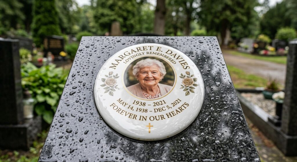 Placa Oval em Porcelana para Lápide Memorial
